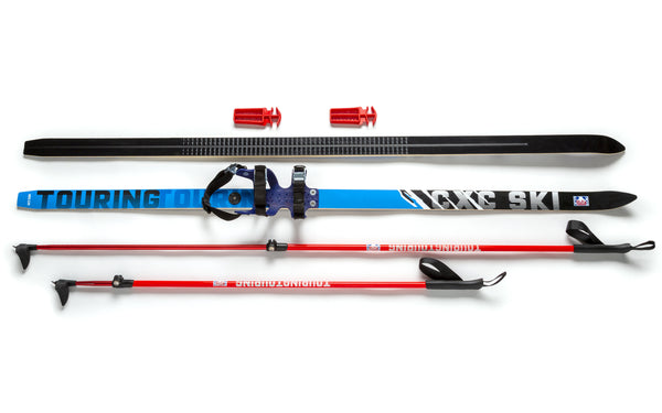 Adult Beginner CXC Touring Cross-Country Ski Set with Universal Step-In Bindings