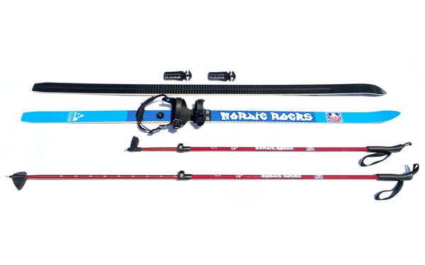 Adult Beginner Nordic Rocks Touring Cross-Country Ski Set With Universal Step-In Bindings